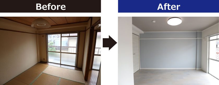 メゾンマリミエ_和室から洋室02BeforeAfter