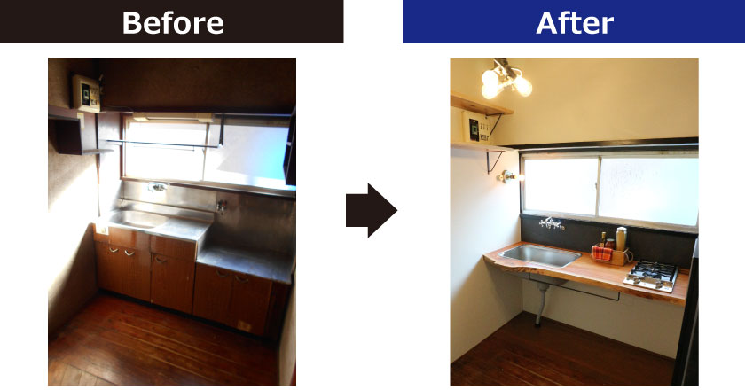 市川市相之川平屋住宅キッチンBeforeAfter